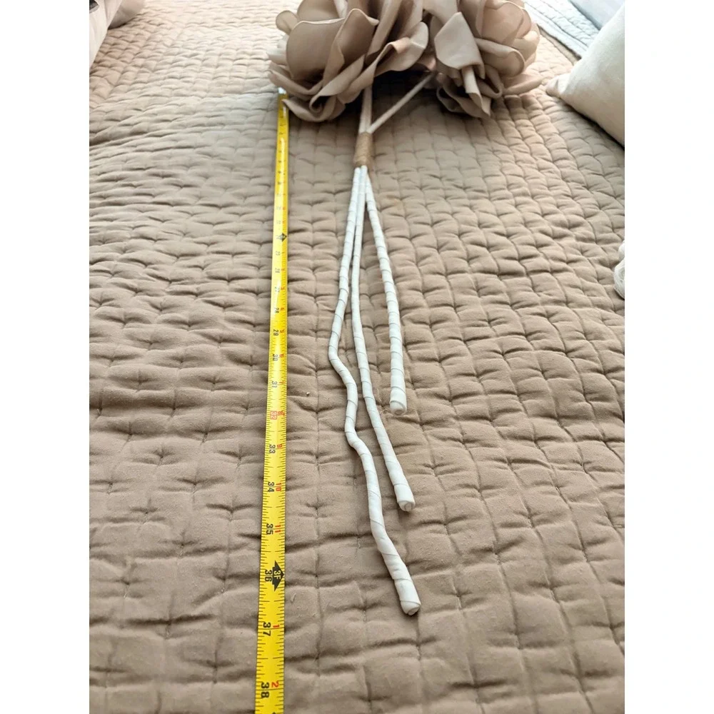 XXL Large Artificial Rose Stem Trio Beige Tan White Boho Floral Decor 36